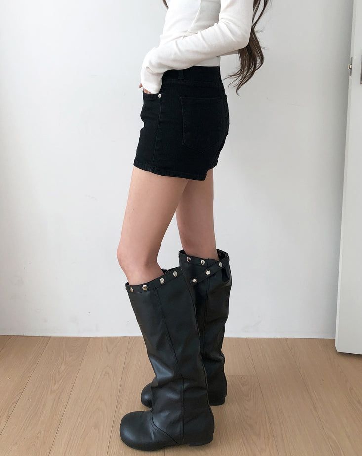 Snap Buckle Slouch Boots