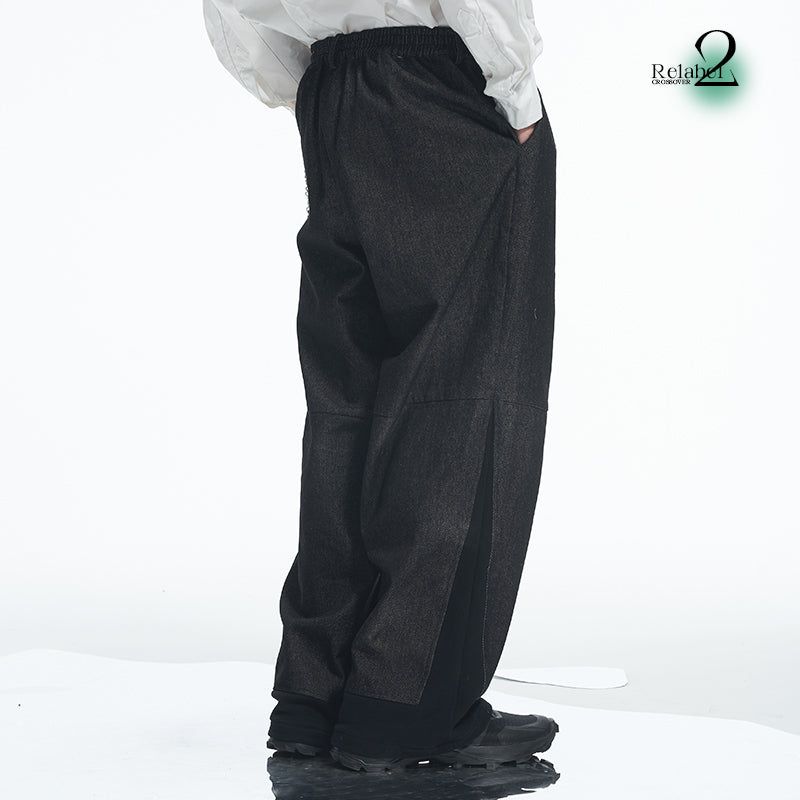 RELABEL Washed Premium Ankle-Shaped Stitching Terry Denim Jeans