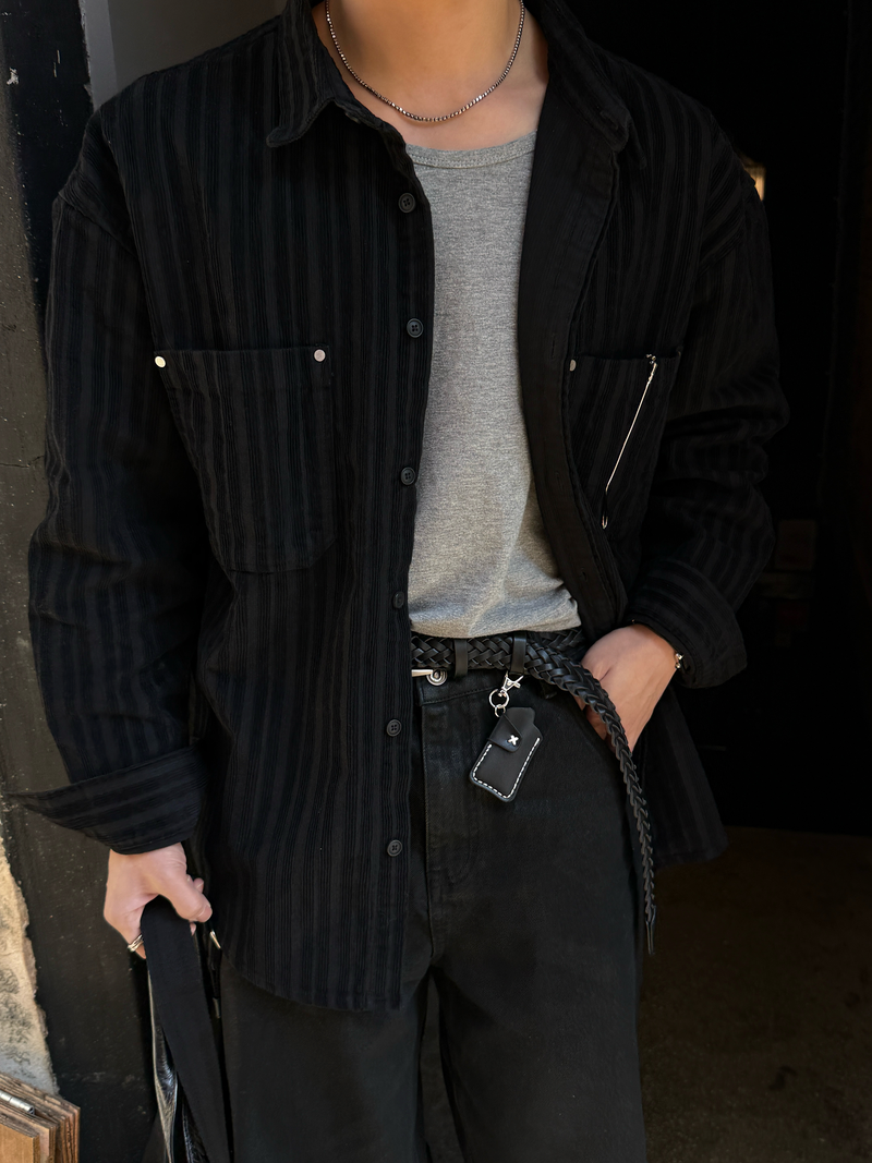 Black coated denim pants
