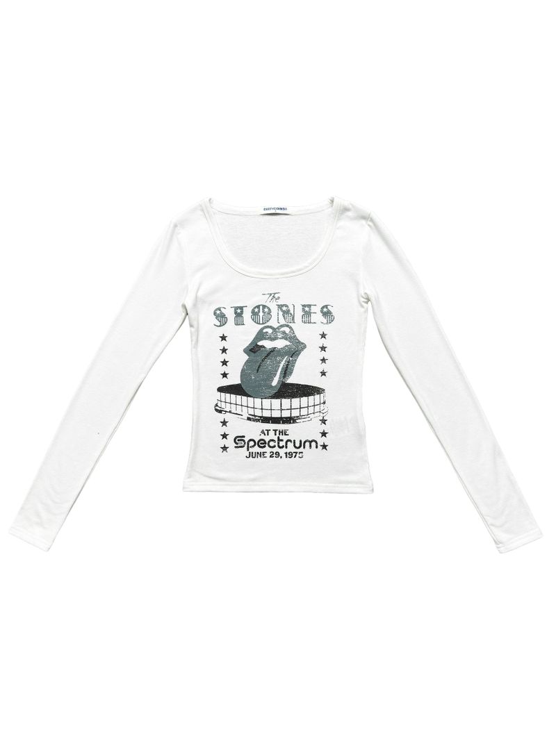 DirtyCoins（ダーティーコインズ）の「DC x The Rolling Stones Spectrum Night Fitted LS Baby Tee White（Tops）」
