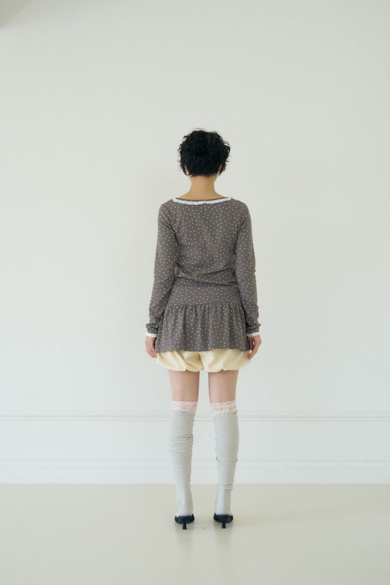 STARRY LACE SHIRRING DRESS (CHACOAL)