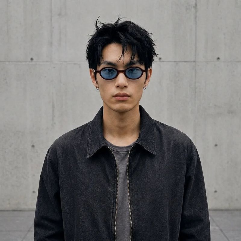 FADE MEET（フェードミート）の「ワインレッドブルーレンズサングラス（ファッション小物）」