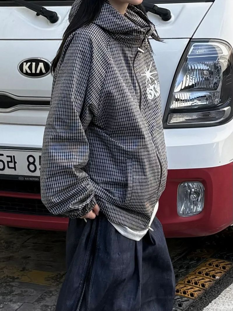 style check hood jacket