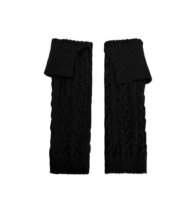 Wooden Button Cable Knit Leg Warmers