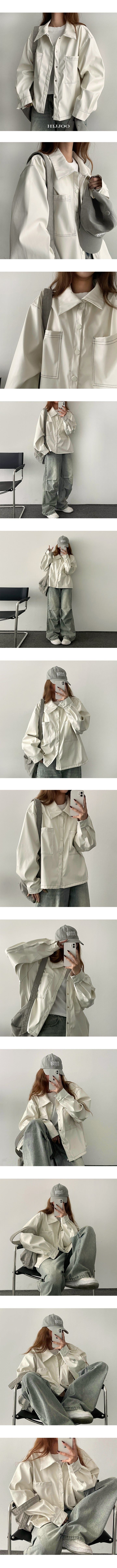 Stitch Pocket Leather Shirt jk