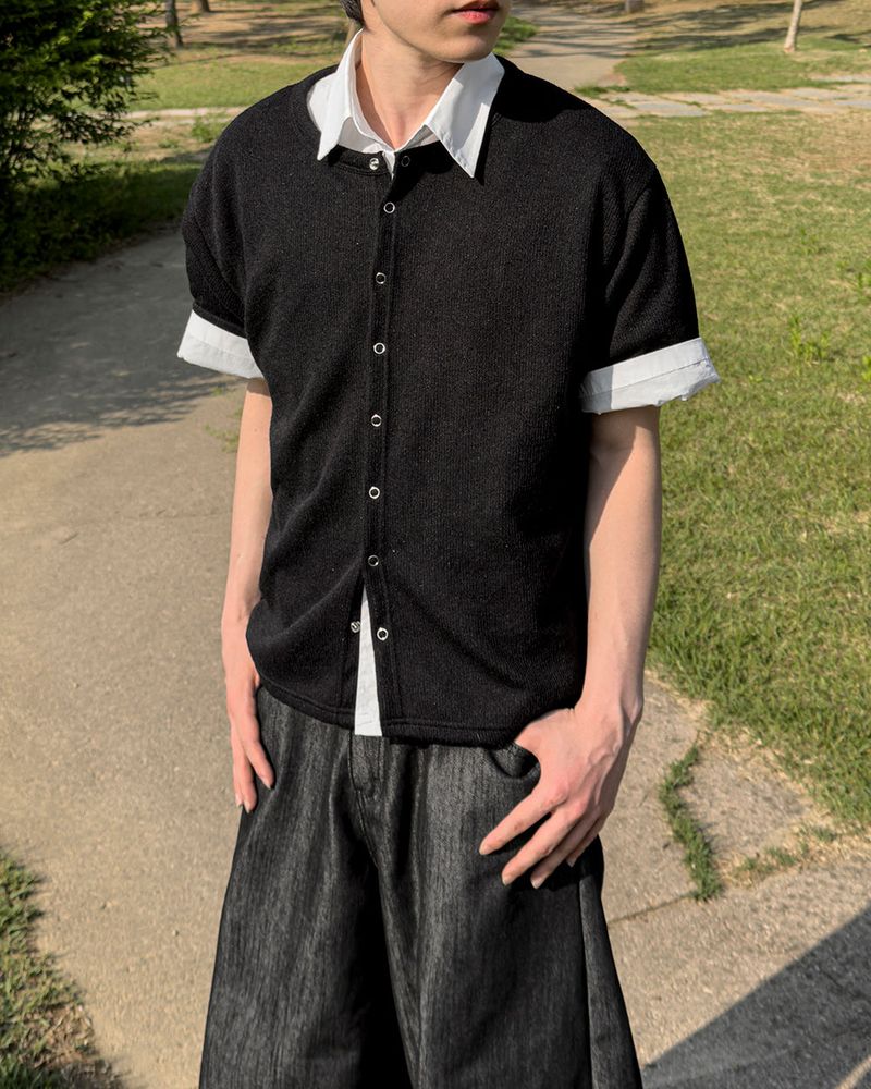 Ruric Rib Snap Half Sleeve Cardigan