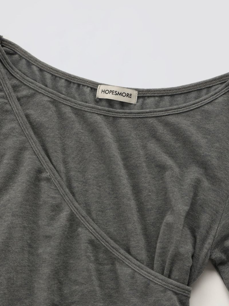 Shirring Layered Tee_Grey