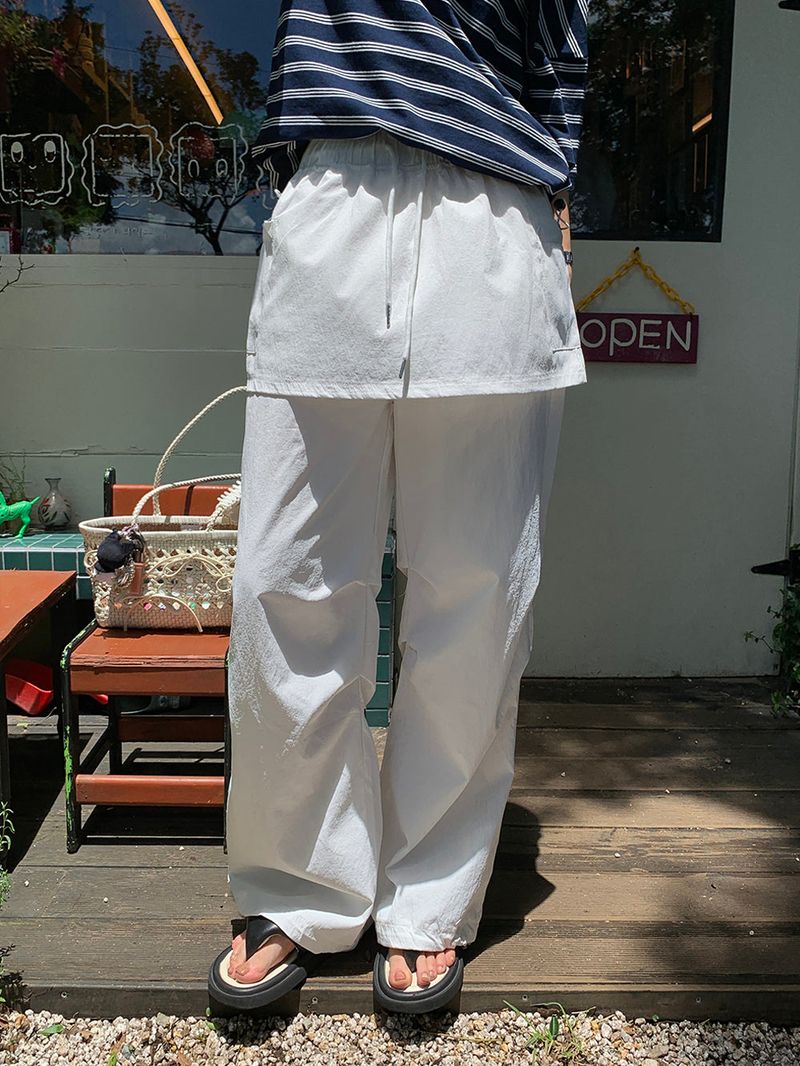 [MADE] Kaen Nylon Layered Skirt Banding Pants