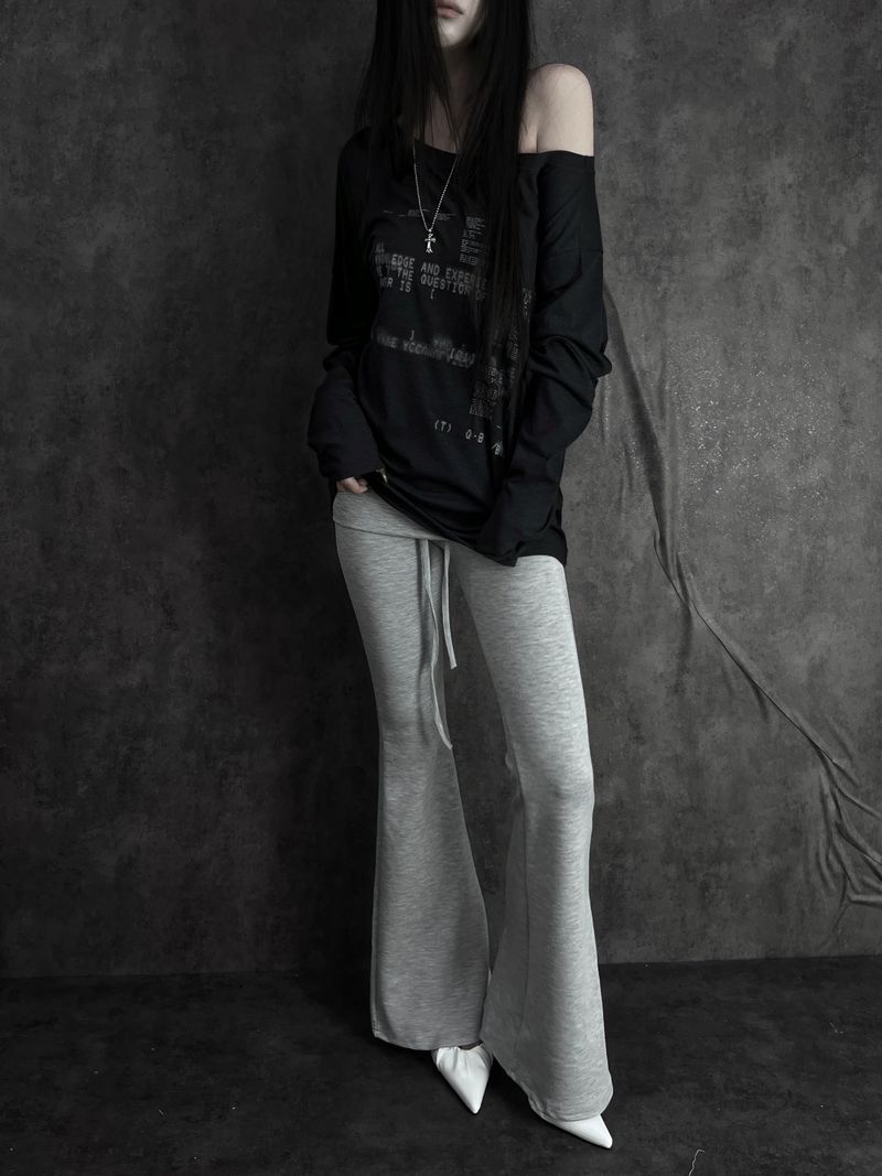 low-rise bootcut folding pants (2color)