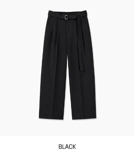 Melo Belted Two-Tuck Wide Slacks