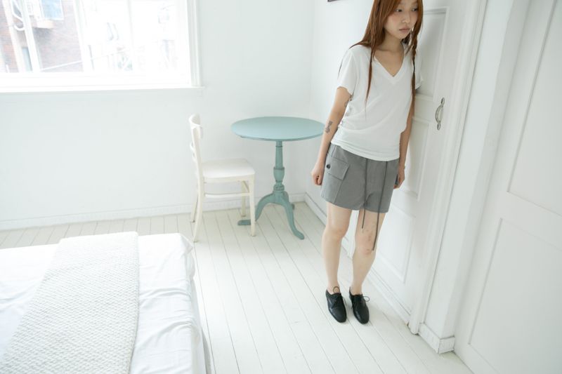 deep v-neck regular half top(3colors)
