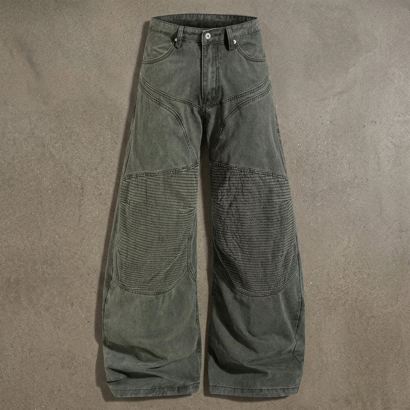 Curved Stitch Wide Trousers