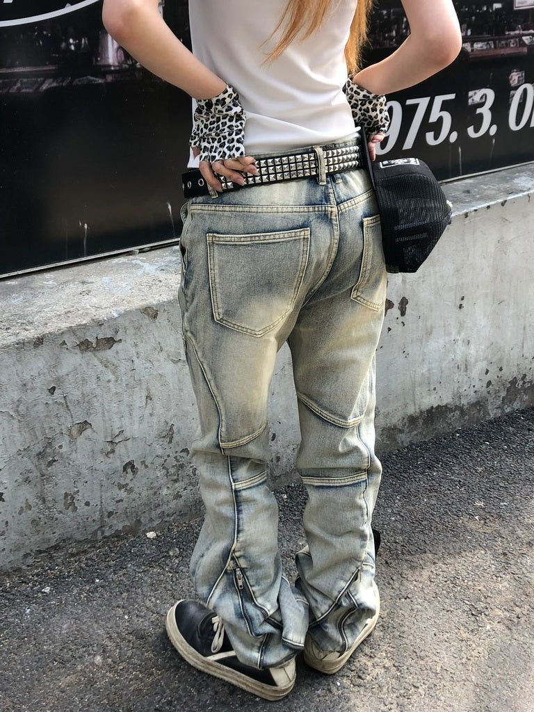 Smoky Washed Zipped Pants