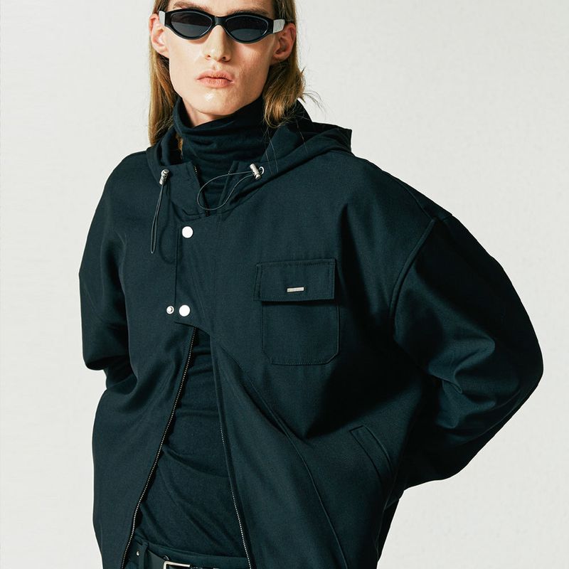 FRONT ARCH COVER HOODIE BLOUSON BLACK
