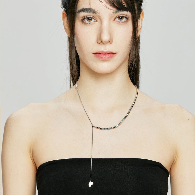 2way half ring & ball necklace