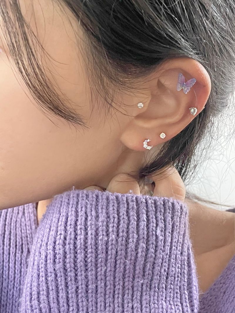 [4 set] Lucid Purple Butterfly Piercing Set
