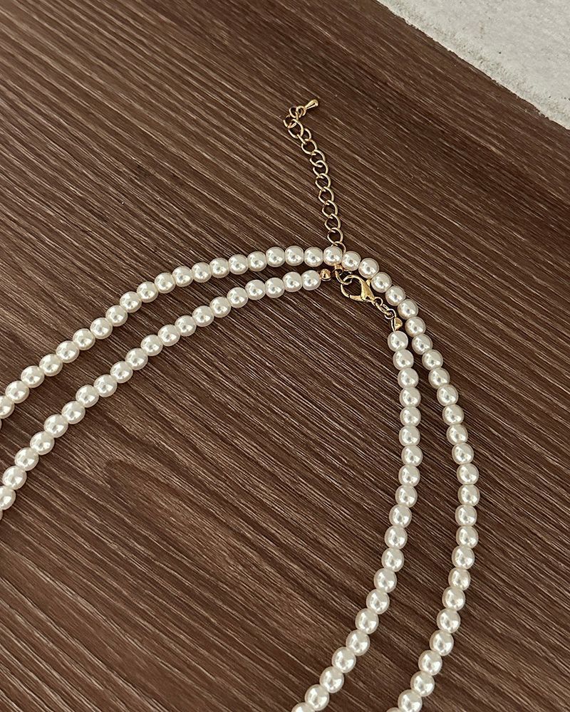 5 mm Two-line Layered Long Pearl Necklace