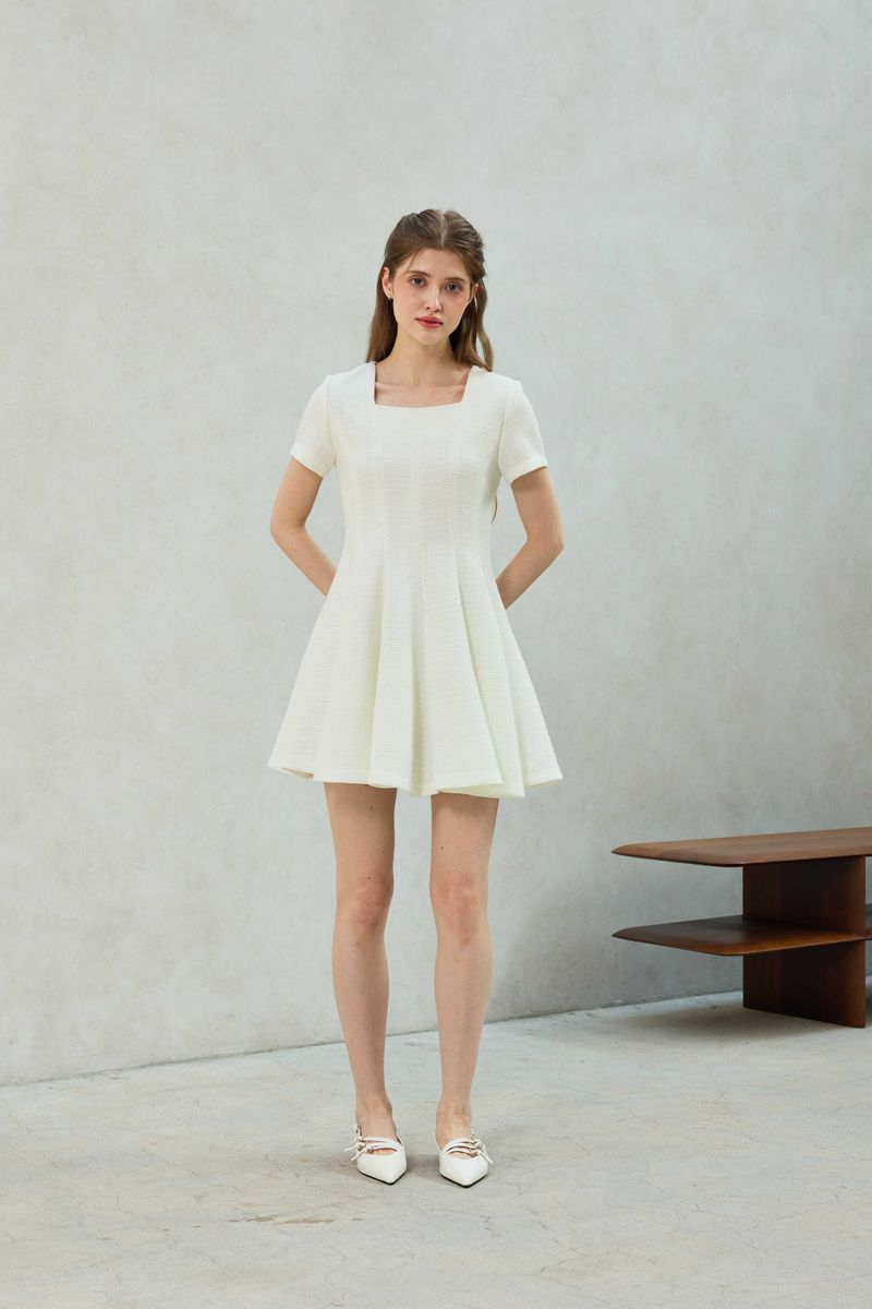 LANI TWEED DRESS / WHITE