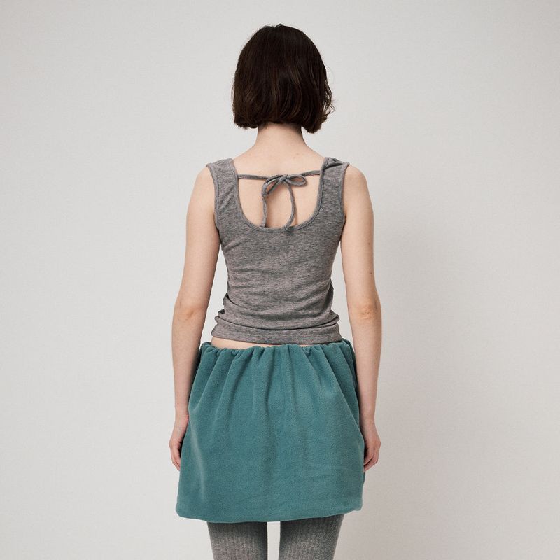 STRIPE HIGH NECK LAYERED TEE, GREY