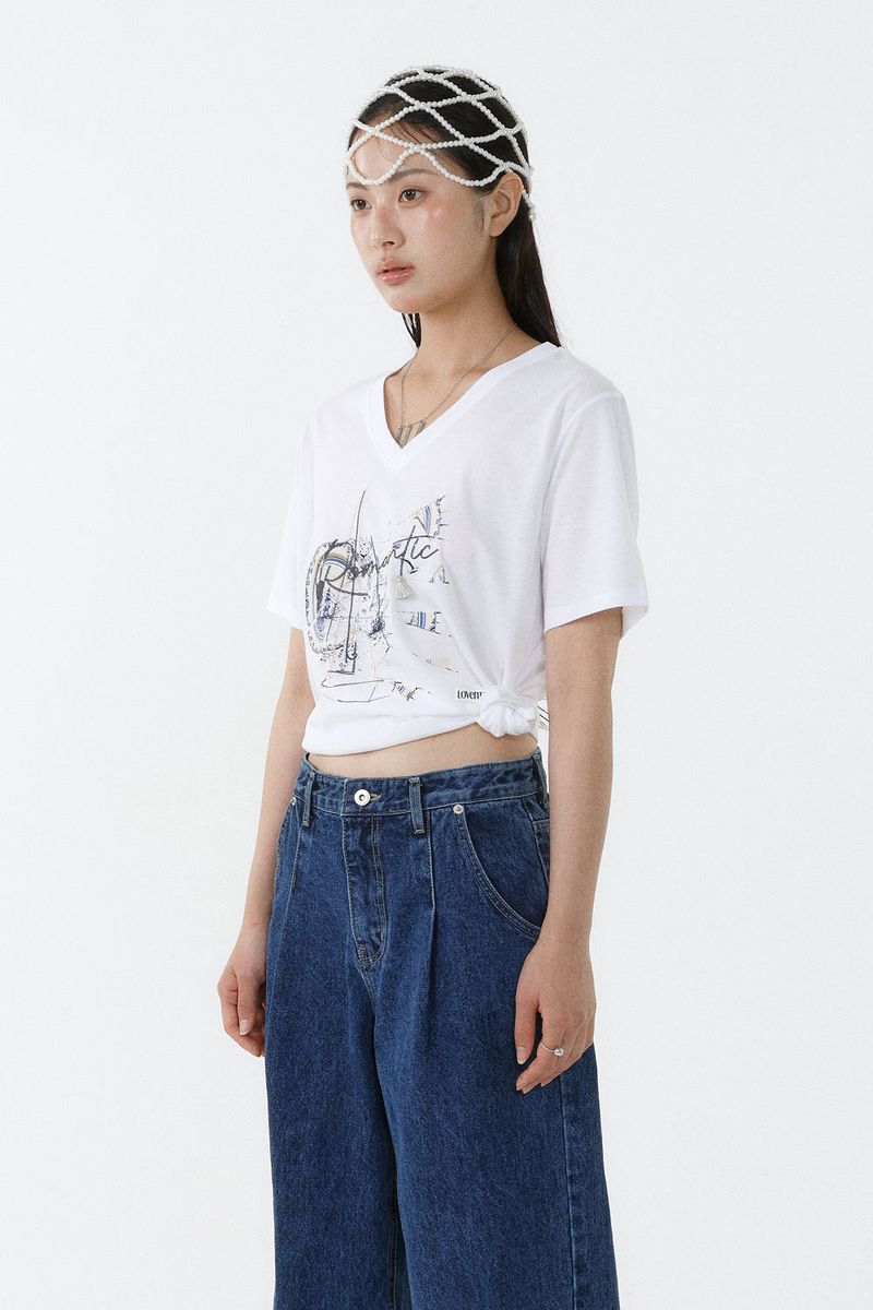 GALAXY V-NECK T-SHIRT_WHITE