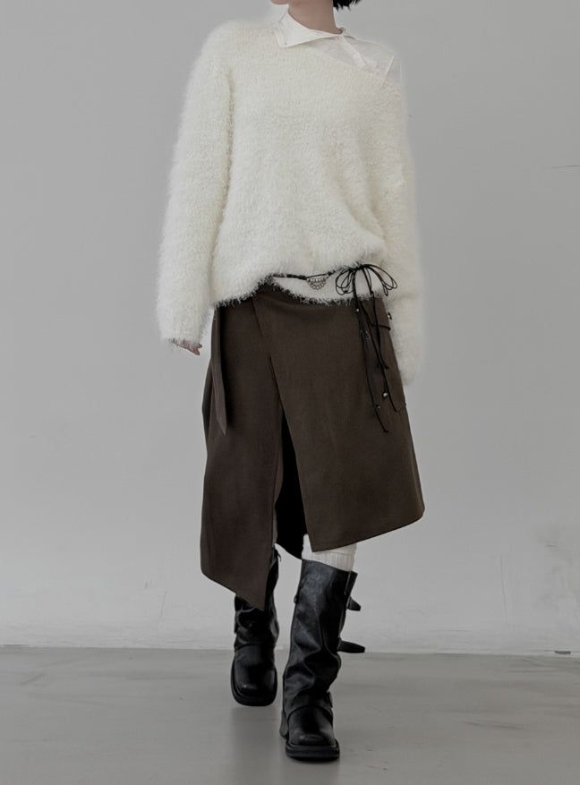 Open Button Slim Turtleneck