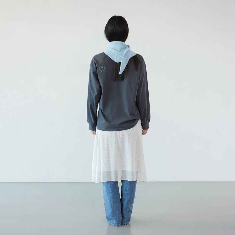 Mesh ruffle skirt_ivory