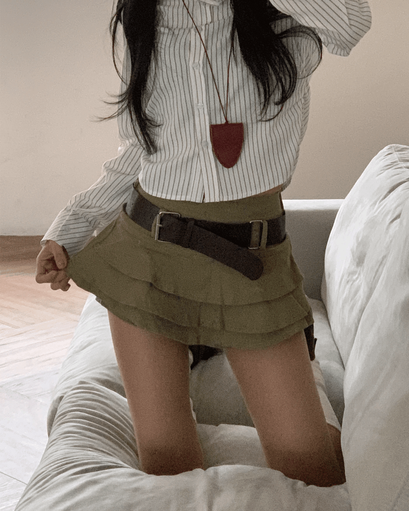 GUSTA（グスタ）の「 Bohemian 3-ply pleated cancan skirt pants & belt SET (2 colors)（Skirts）」