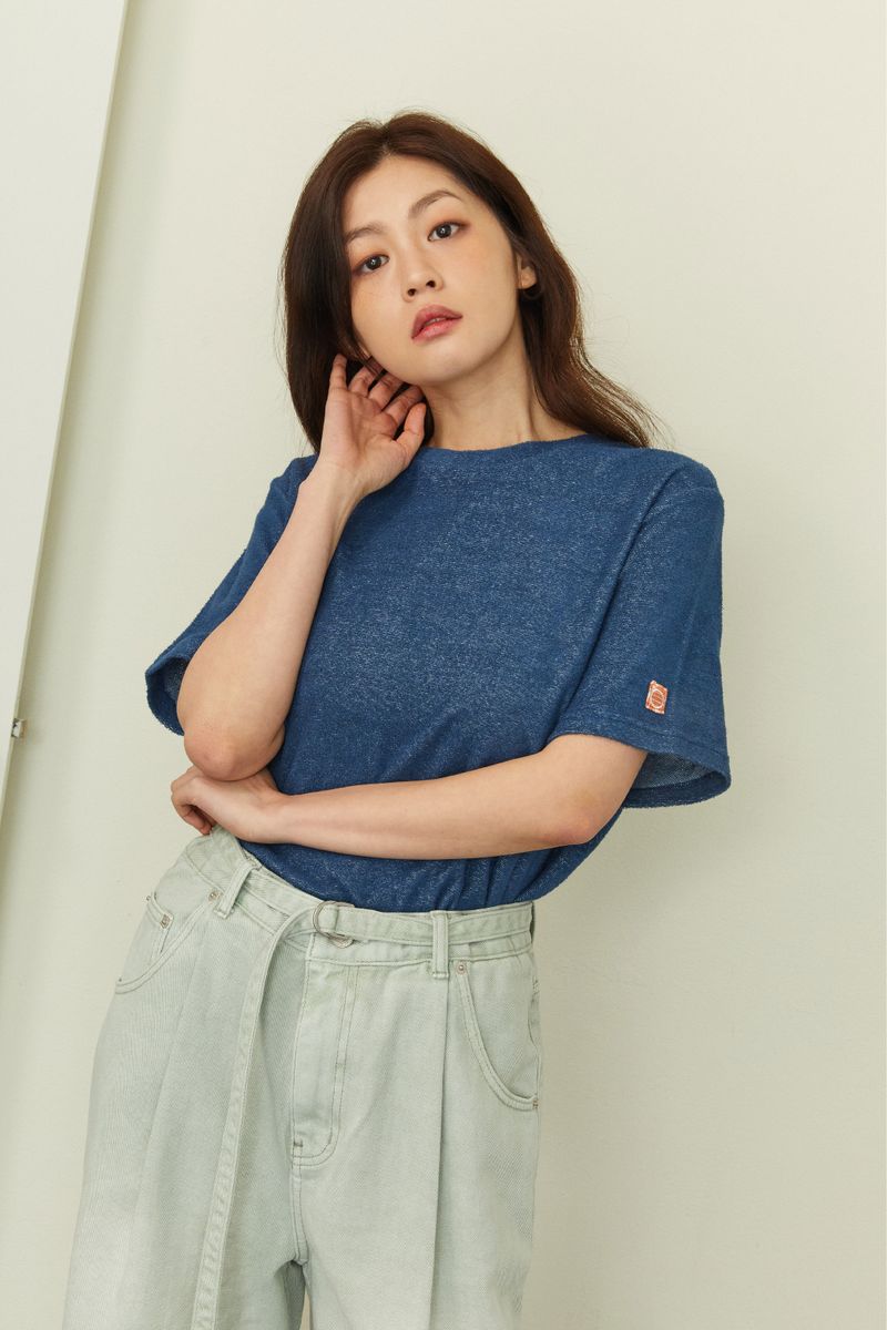 ALARM PIQUE TERRY T SHIRT NAVY_UNISEX