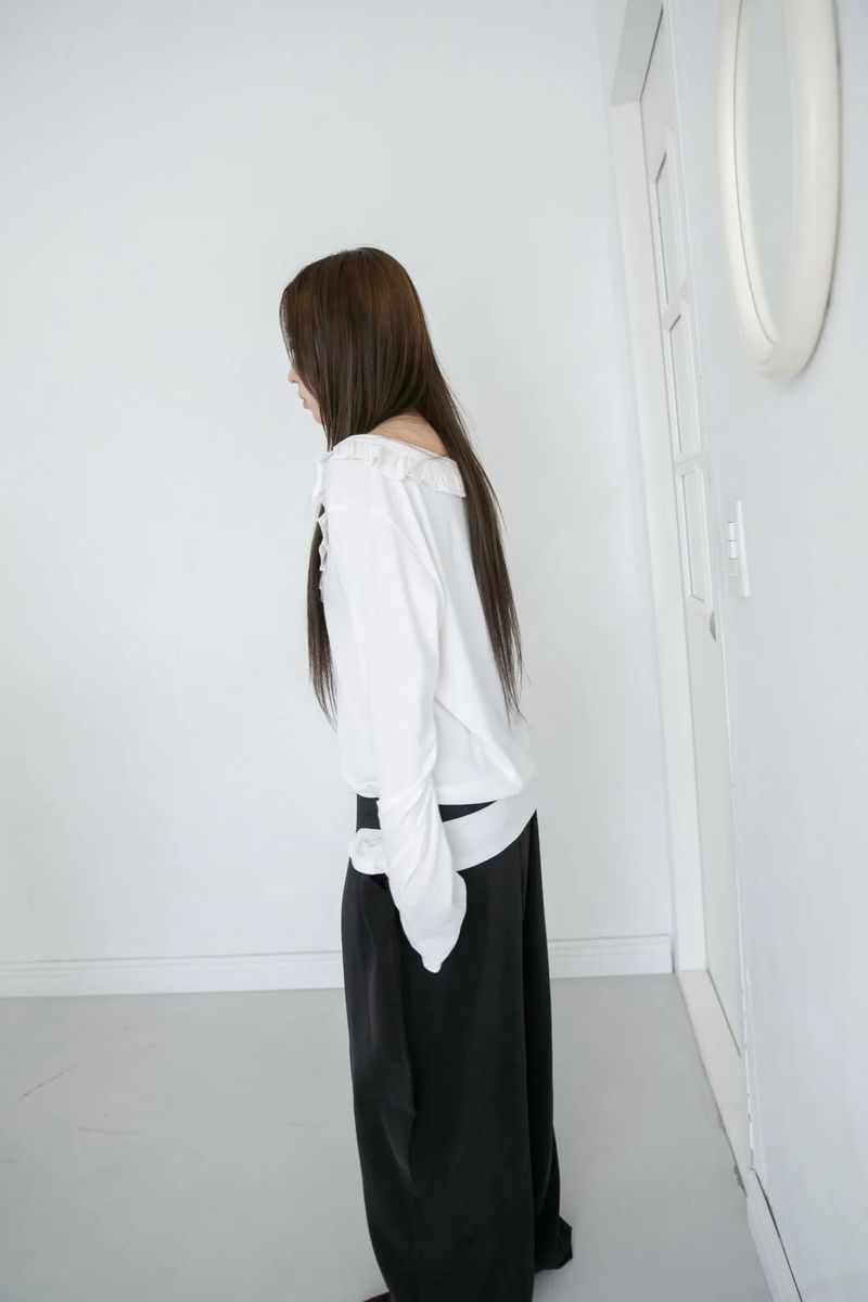 ruffle v-neck loose top(3colors)