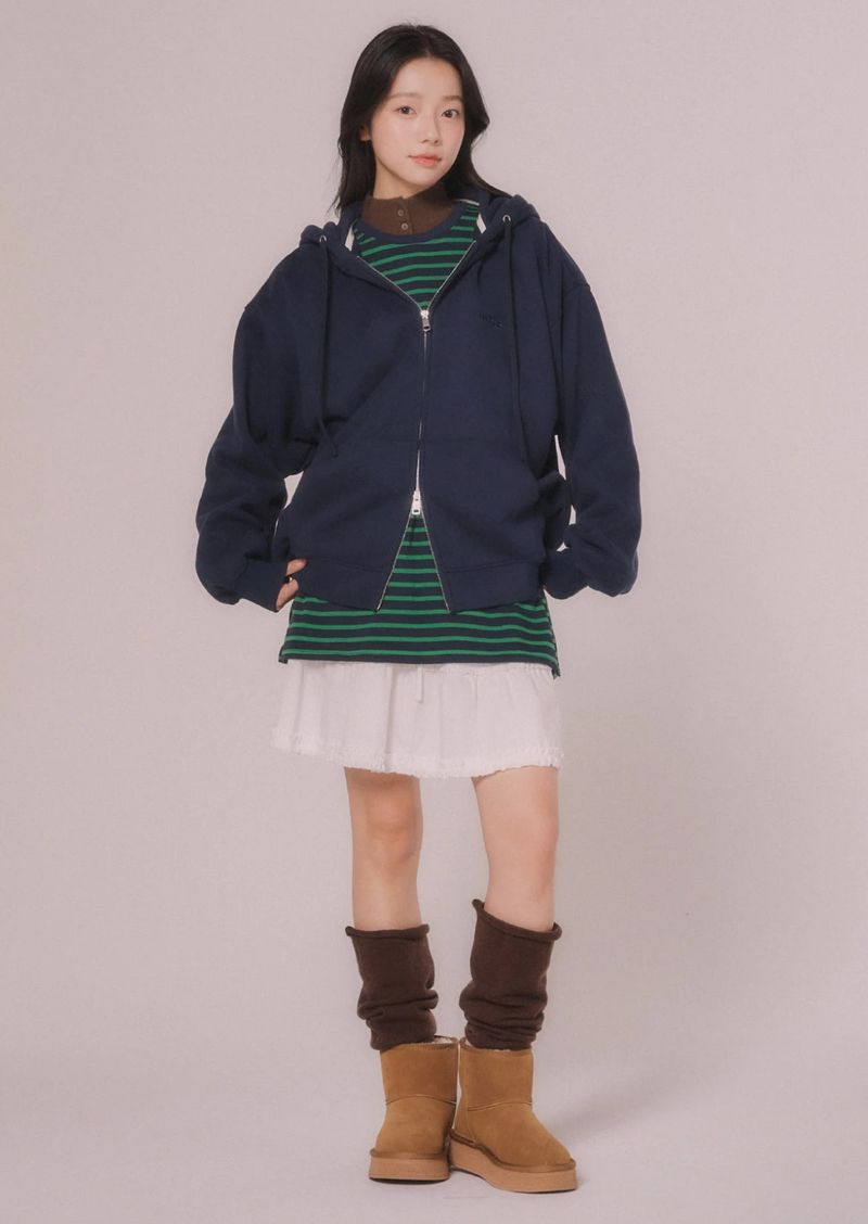 HOOD SWEAT ZIP-UP JUMPER (Navy)