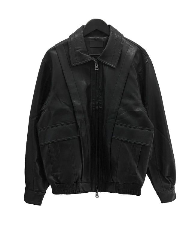 (unisex) Panel Deep Two-Way Leather Jacket