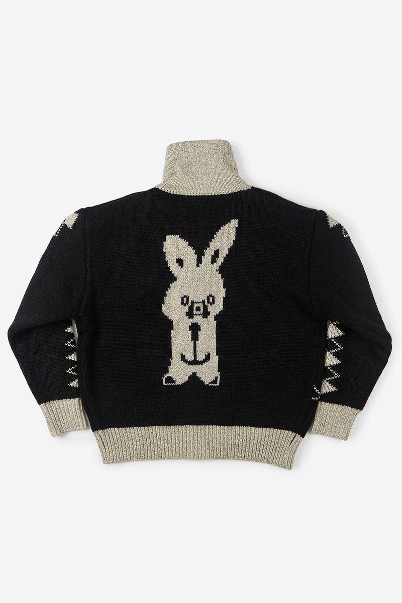 Rabbit knit zip-up sweater