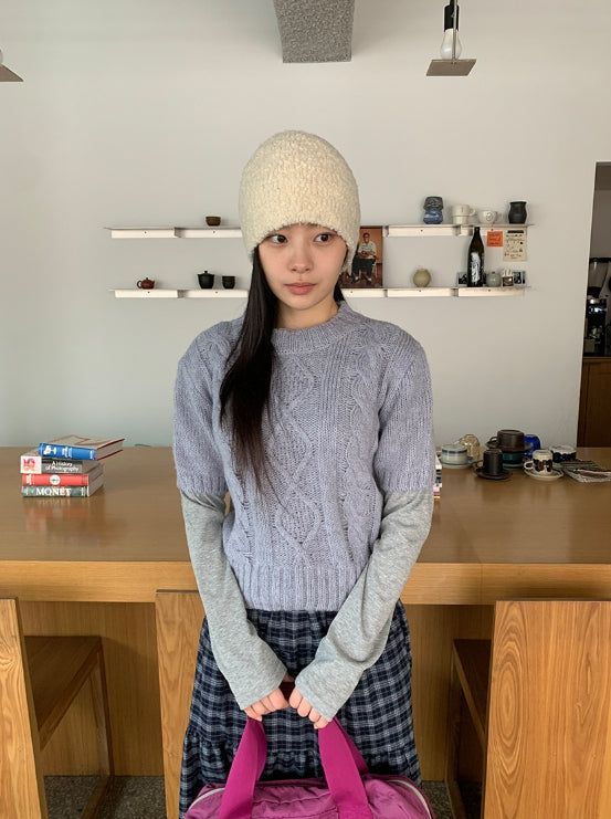 BAON（バオン）の「Jupa Cable Wool Short Sleeve Knit（Tops）」