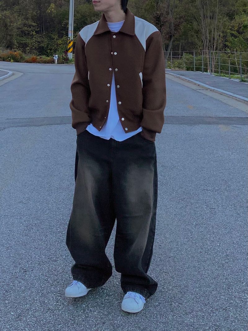 Mud Washing balloon denim pants