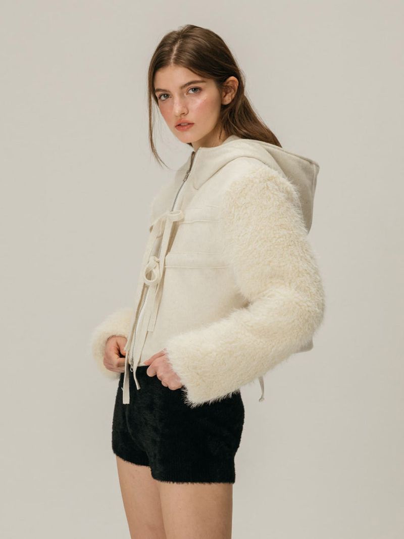 SHEARLING WOOL COAT / IVORY