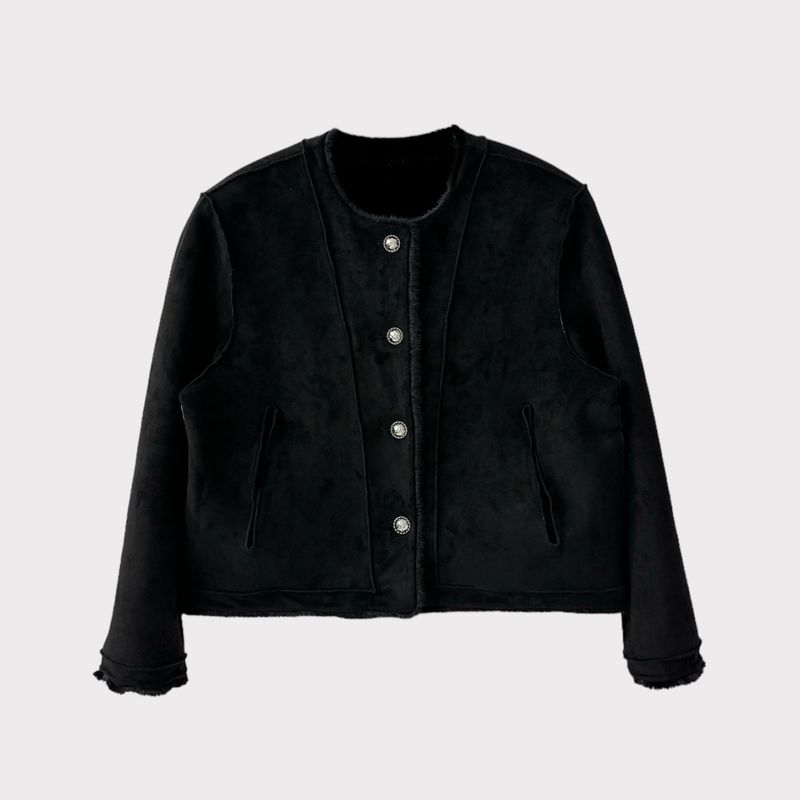 Mink Reversible Suede Crop Jacket