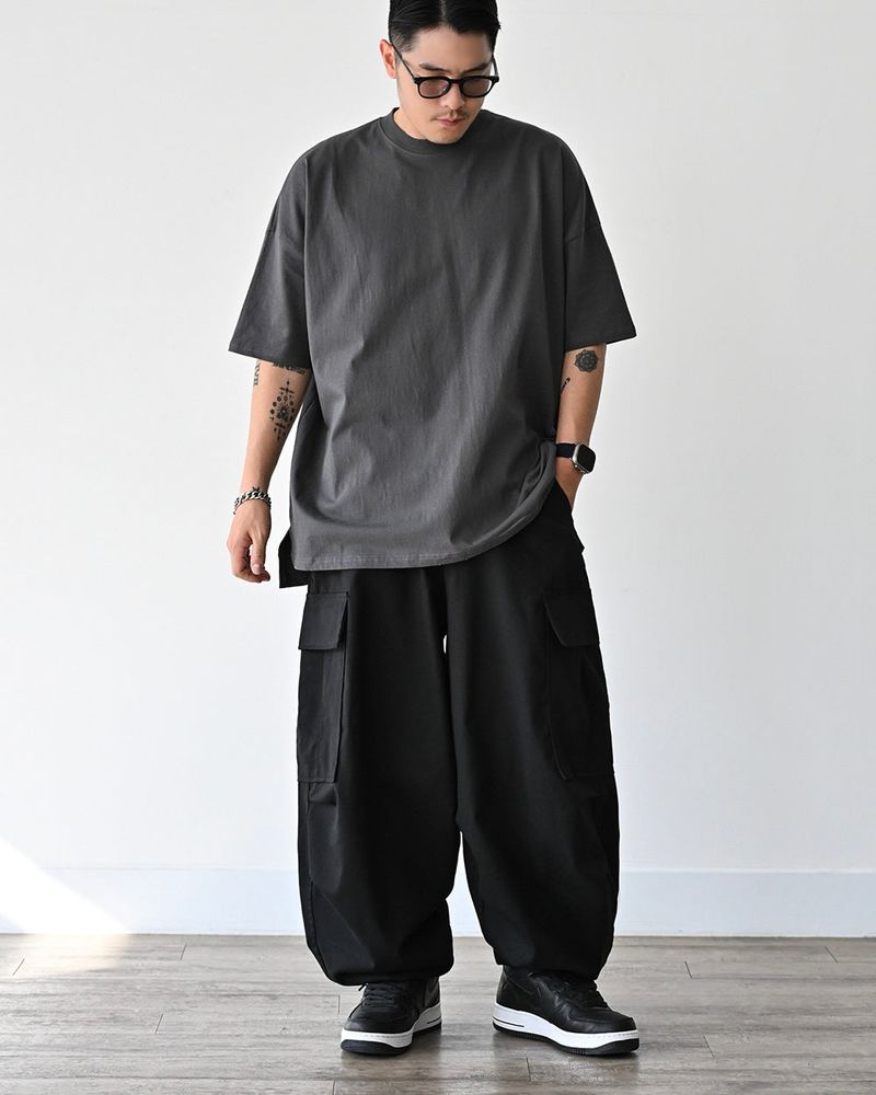 SIO WIDE CARGO PANTS BK