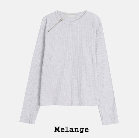 Coldy Waffle Shoulder Zip-Up T-shirt