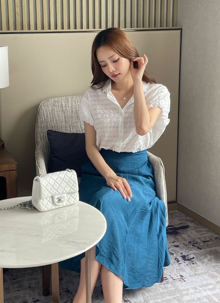 Arom Wrinkle Banding Flare Skirt