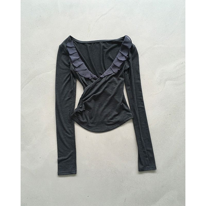 Bai V-neck Frill T
