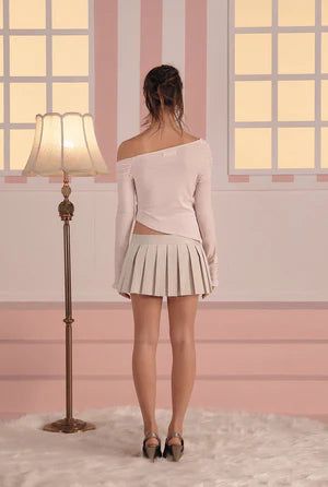 Button wrap skirt - light beige