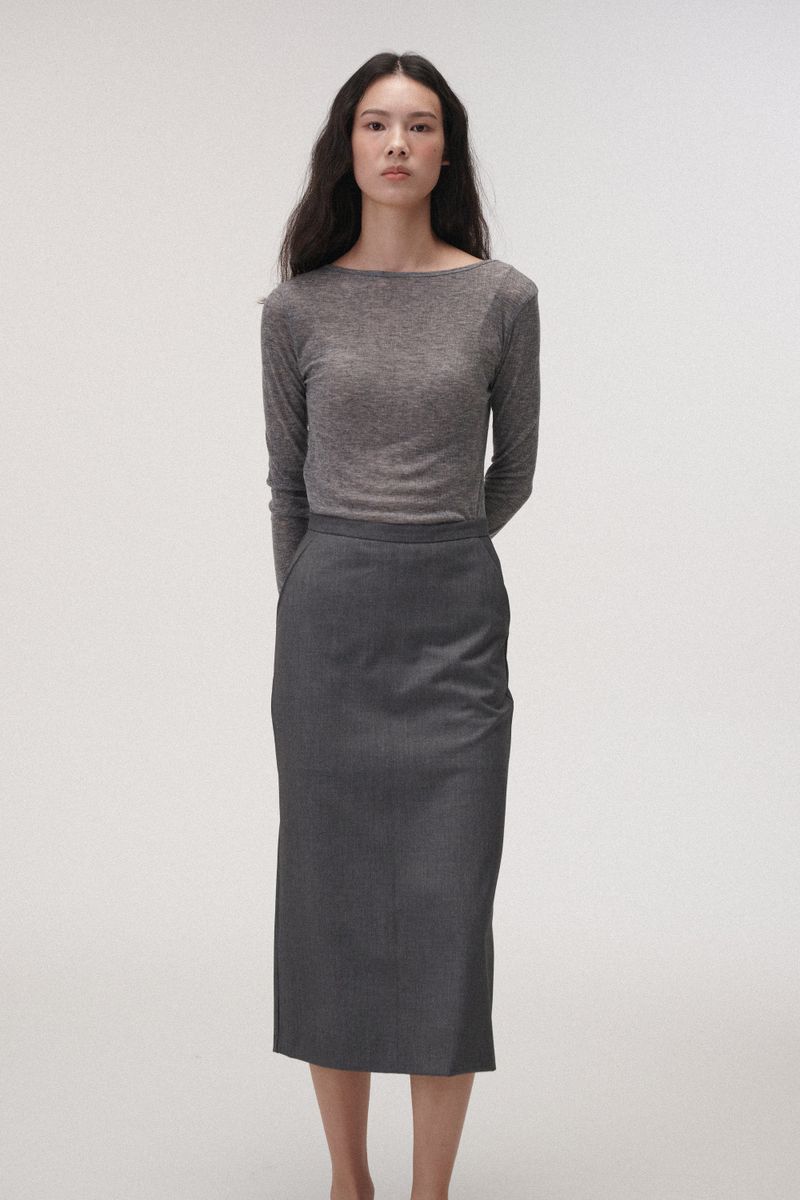 Wool boat neck T (Black)