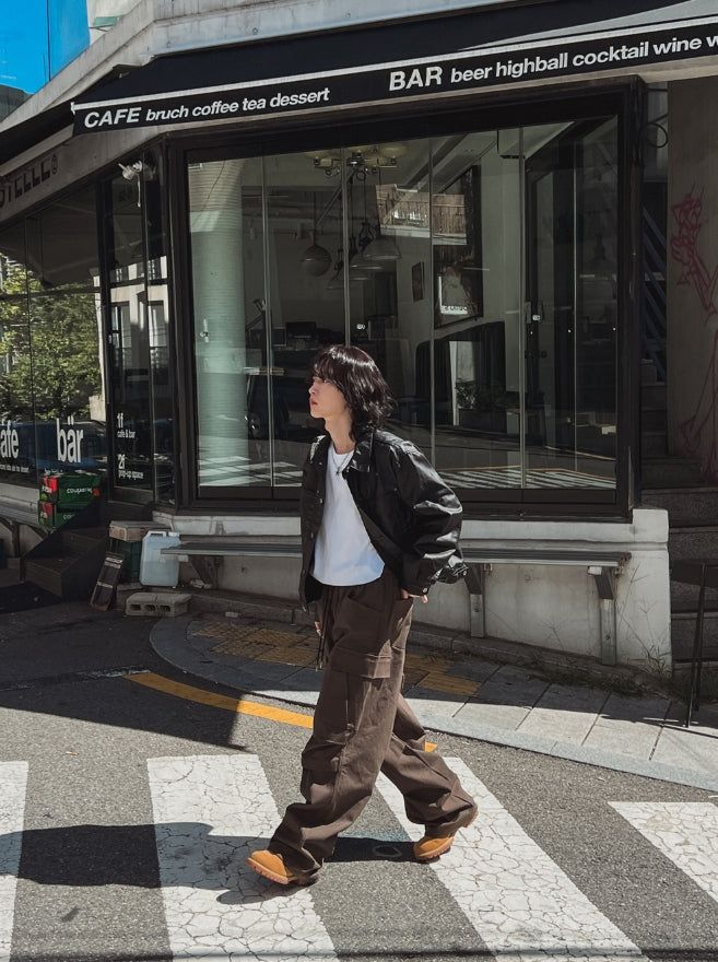 Wild pin tuck cargo cotton pants