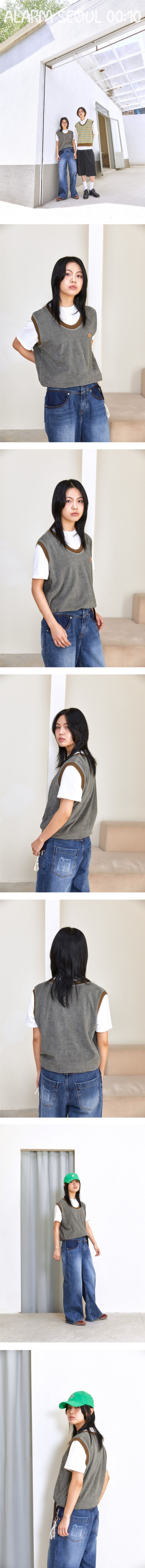 ALARM VINTAGE TERRY VEST CHARCOAL_WOMAN