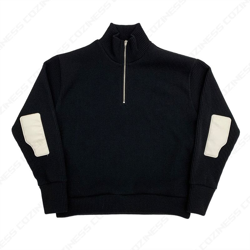 MT leather patch semi zip-up (3 colors)