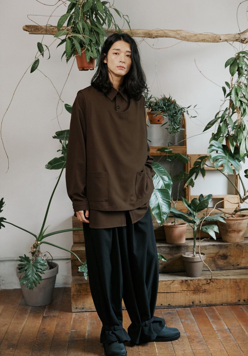 unisex strap balloon pants black