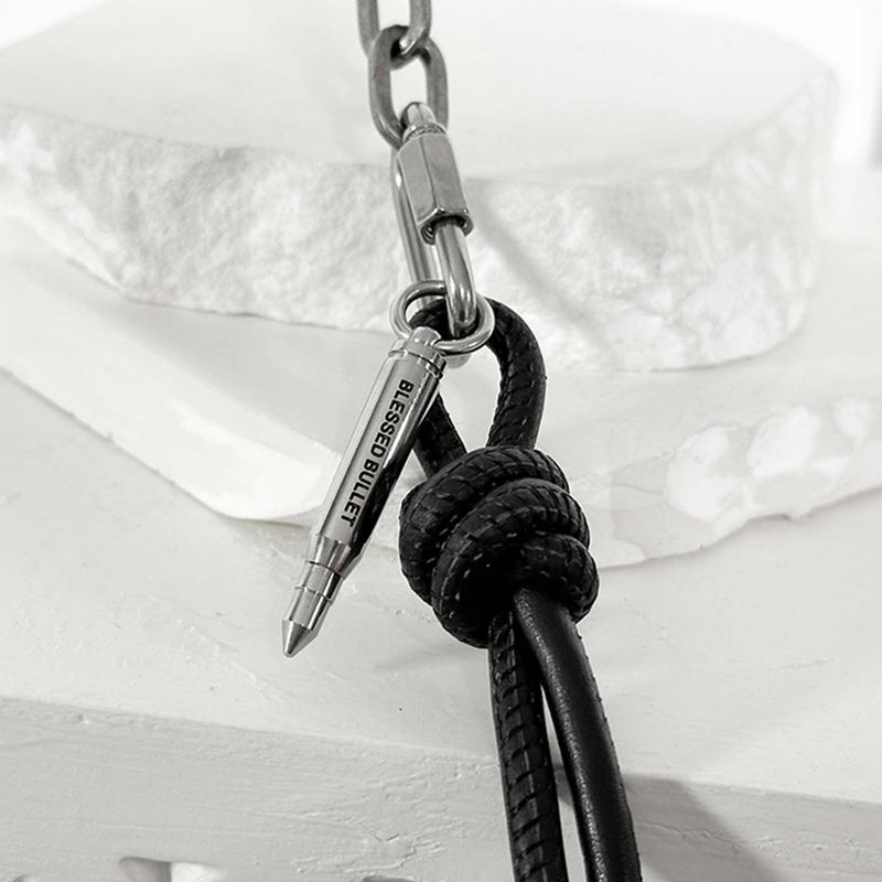 ss-Volume leather rope keyRing_black