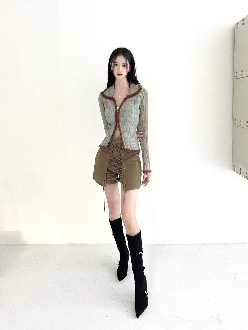 1062. Eyelet wrap pocket sk-pt (3color)