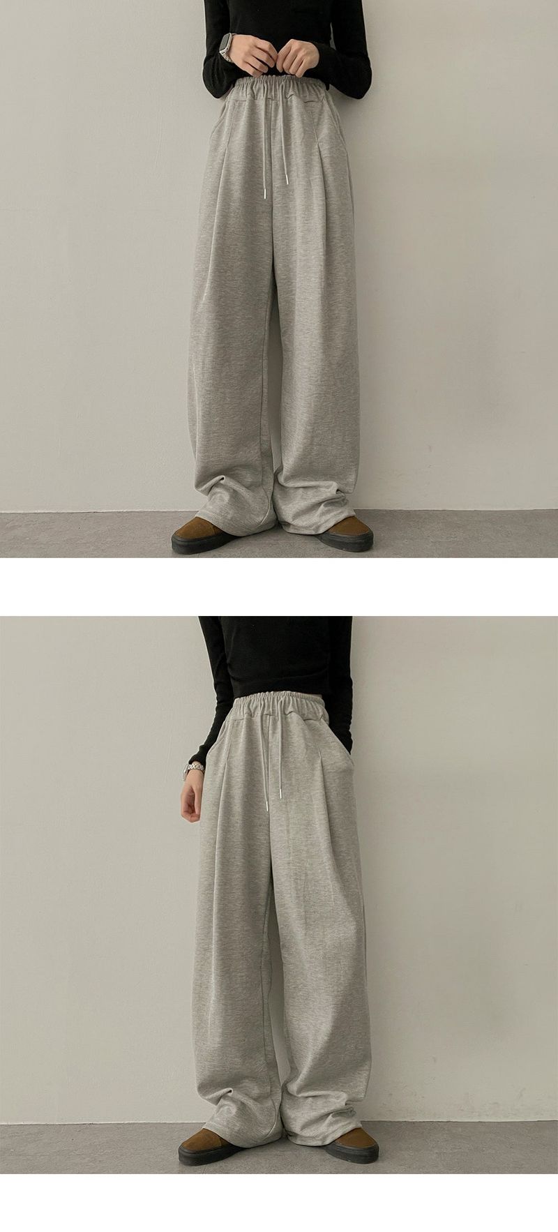 Pintuck Wrinkle Line Banded Wide Pants