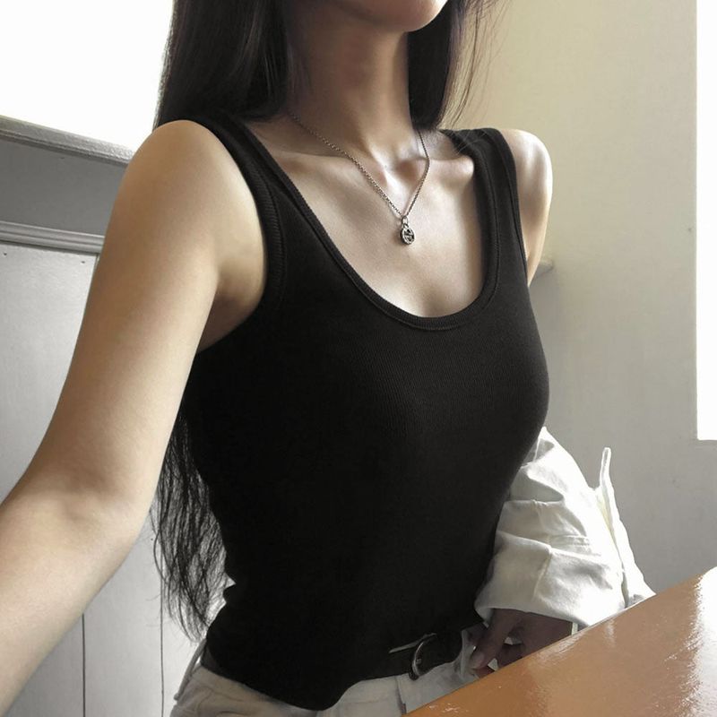 [BELLIDE MADE] Basic rib U-neck camisole